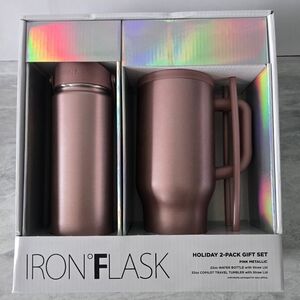 Pink Metallic Tumbler Set